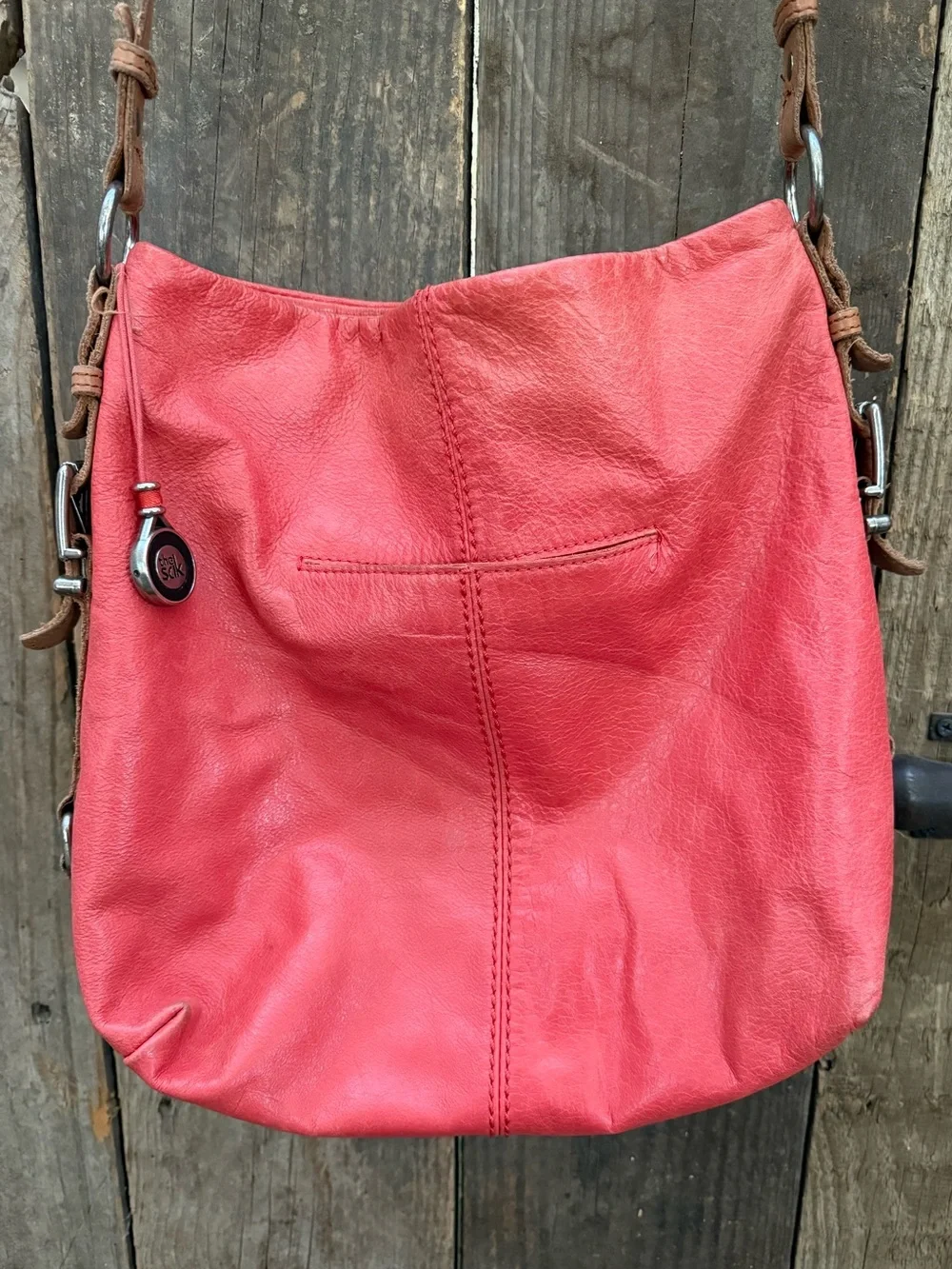The Sak Ashland Leather Hobo Bag Cayenne/Salmon Color